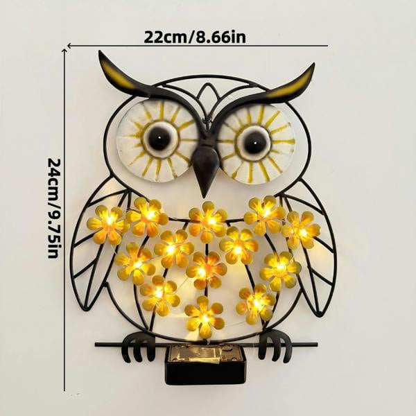Leaper Solar-Powered Wrought-Iron Owl Wall Light
