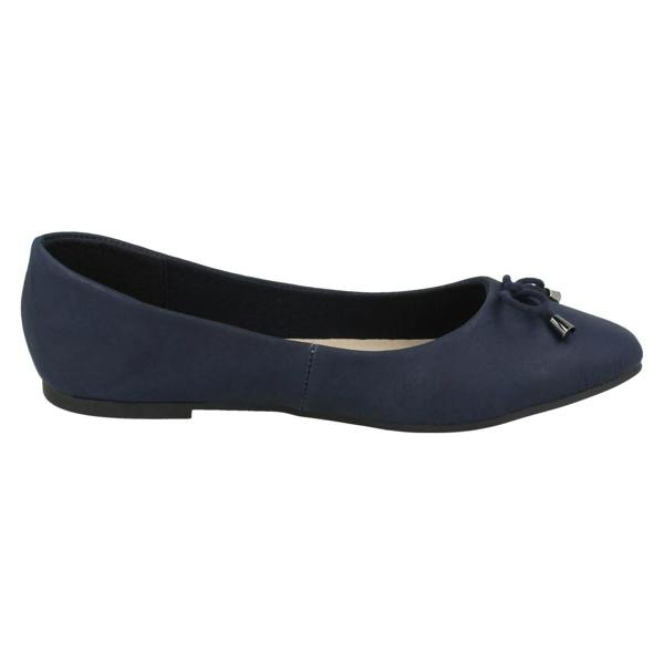 Leather Collection Ladies Leather Collection Bow Trim Vamp Ballerinas