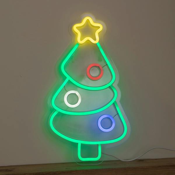 Samuel Alexander 40cm Neon-Style Christmas Tree Light Up Decoration with Multi-Coloured LEDs