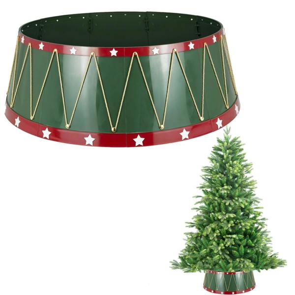 25.6 Inch Drum Style Christmas Tree Collar, Foldable Tree Base Cover with Mirror Finish image 6