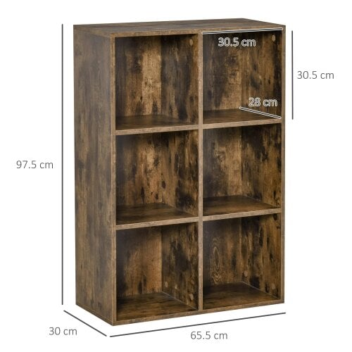 Wyld Haus Ridiyo Wood Rustic Brown 6 Cube Storage Bookcase