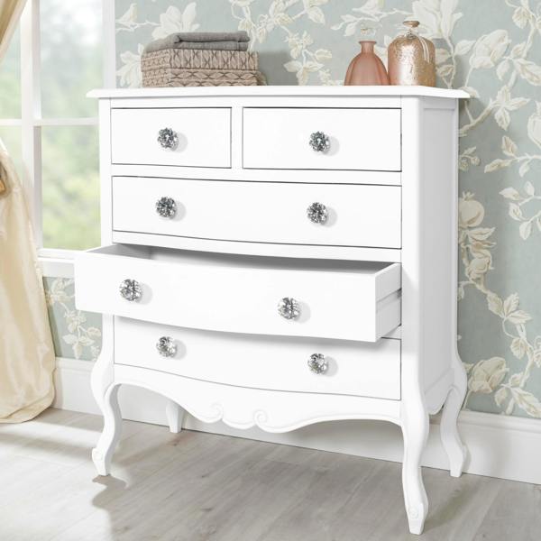 Statement Furniture Juliette Chest of Drawers Vintage Chic 2 Over 3 Chest with Crystal Handles