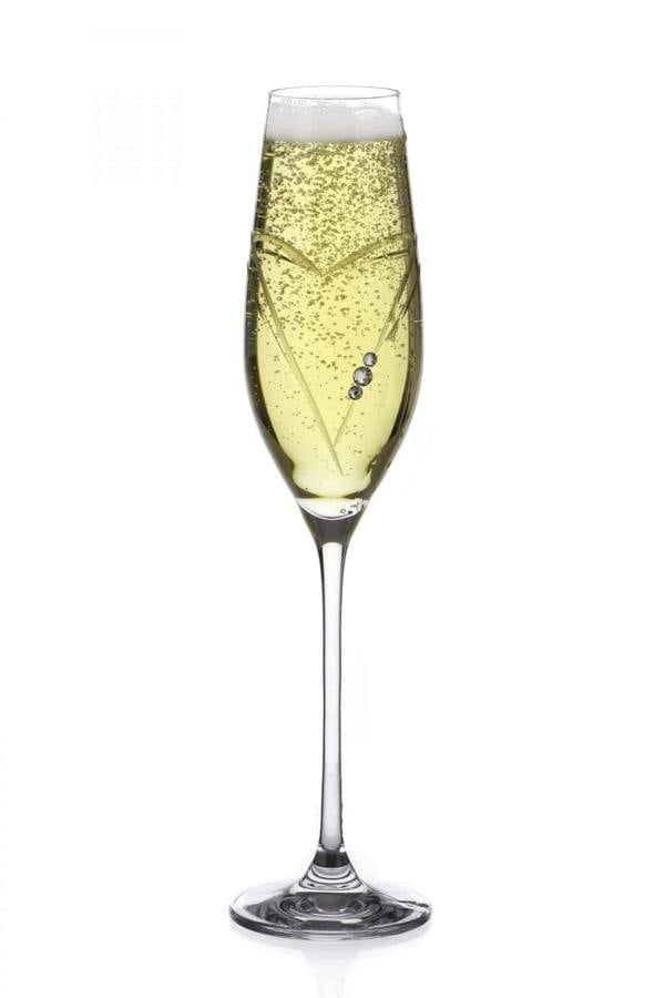 'Hearts' Champagne Flutes Adorned with Swarovski® Crystals- Set of 2