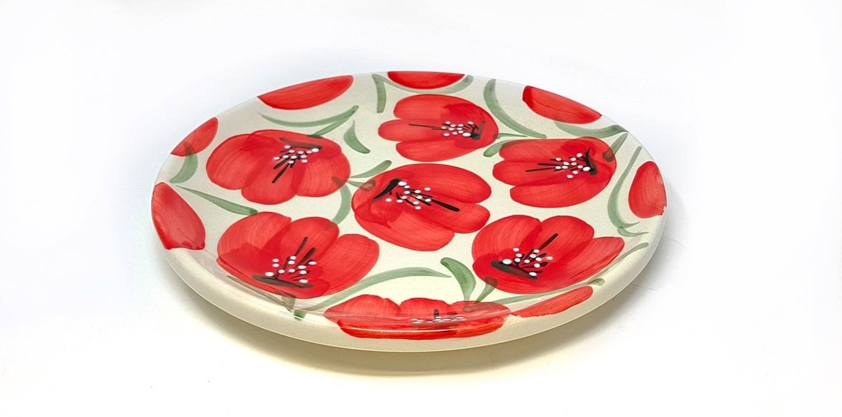 Poppies ceramic dinner plate