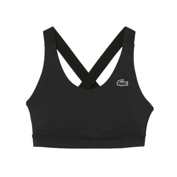 Lacoste Womens Cross Strap Back Sports Bra - Black