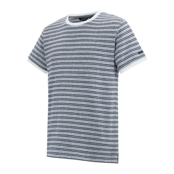 Regatta Mens Benlin Striped T-Shirt - White/Navy - 