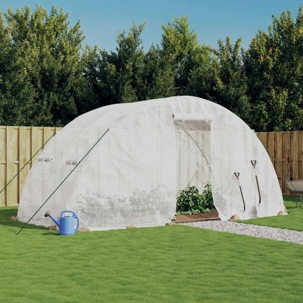 Berkfield Greenhouse with Steel Frame White 10 m�__ 5x2x2.3 m