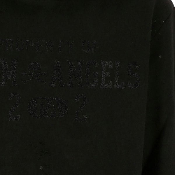 Palm Angels Damaged Logo Hoodie - Black