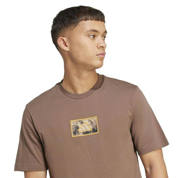 Adidas Mens Logo Cotton T-Shirt - Olive Print - 