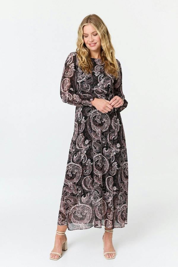 Purple | Paisley Tie Waist Layered Maxi Dress