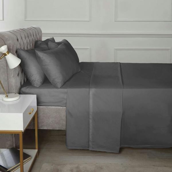 Percale 10" Fitted Sheet - Charcoal - Super King