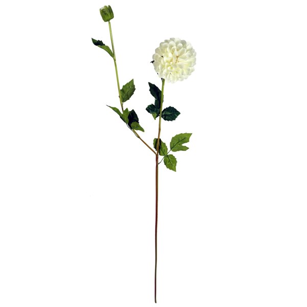 Leaf Pack of 6 x 75cm Artificial Dahlia PomPom Flower Stem Cream