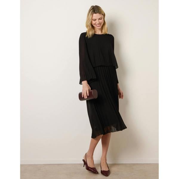 Blue Vanilla Chiffon Pleated Dress