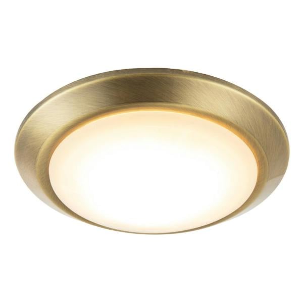 Contemporary Antique Brass Flush LED Bathroom Ceiling Light Fitting Image 4
