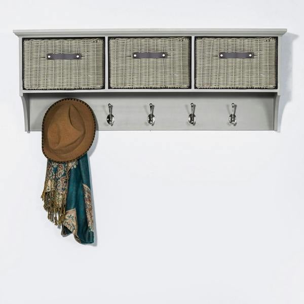 Statement Furniture Tetbury Large Wall Coat Rack with 3 Storage Baskets