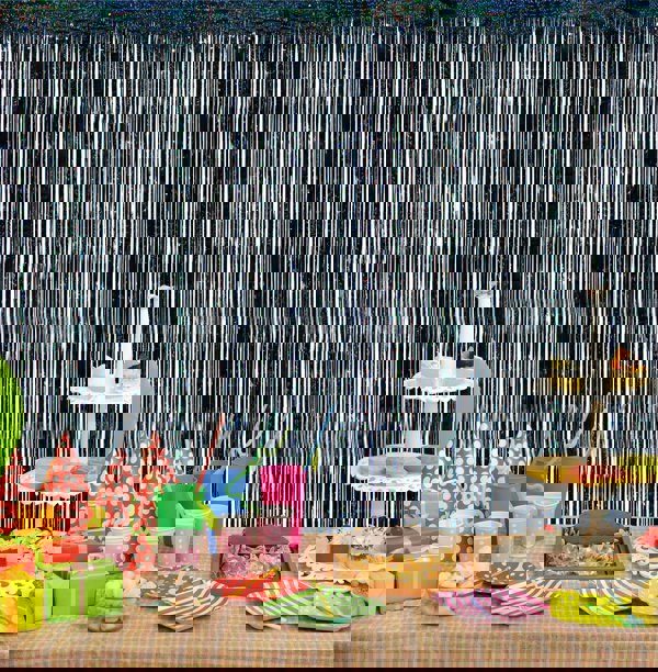 Cheetah Shimmer Tinsel Curtain, 3M x 1M Black