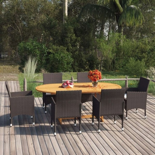 Berkfield 7 Piece Garden Dining Set with Cushions Brown