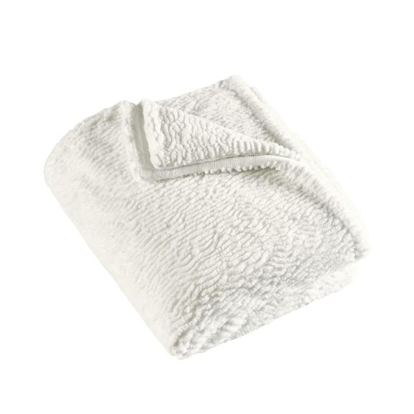 Catherine Lansfield Textured Wave Faux Fur Blanket Throw Cream