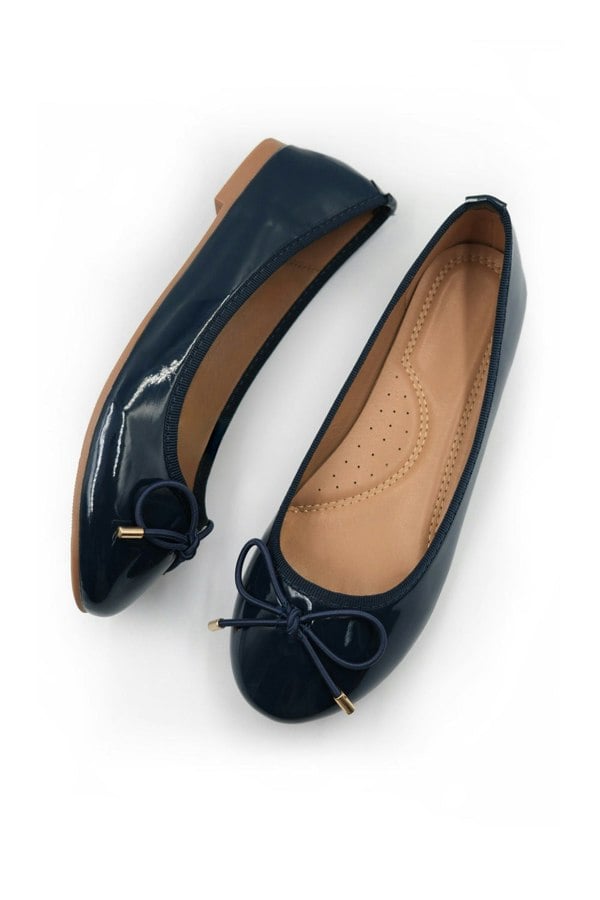 Where's That From Bexley Slip on Flat Pumps in Black Patent Faux Leather