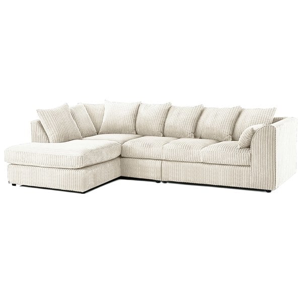 Furnishings For Less Luxor Full Cord Fabric 5 Seater Corner Sofa Scatter Back