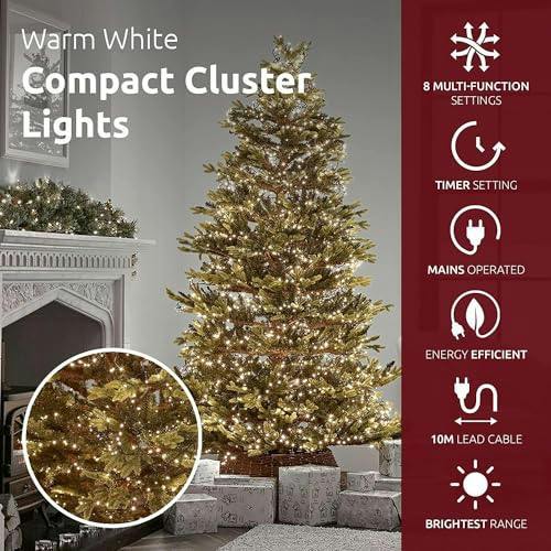Warm White Compact Christmas String Lights with Green Cable, 8 Effects, Timer and Memory Function, 500 to 2000 LEDs image 3
