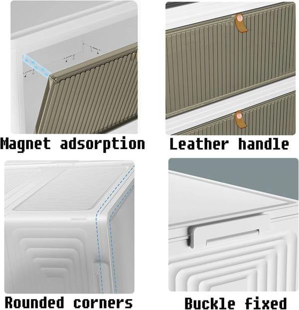 HYGRAD BUILT TO SURVIVE Foldable White Plastic Shoe Box 2/3/4/5/6 Tier Stackable Storage Cabinet-Rolling Storage Organizer Containers With Lid
