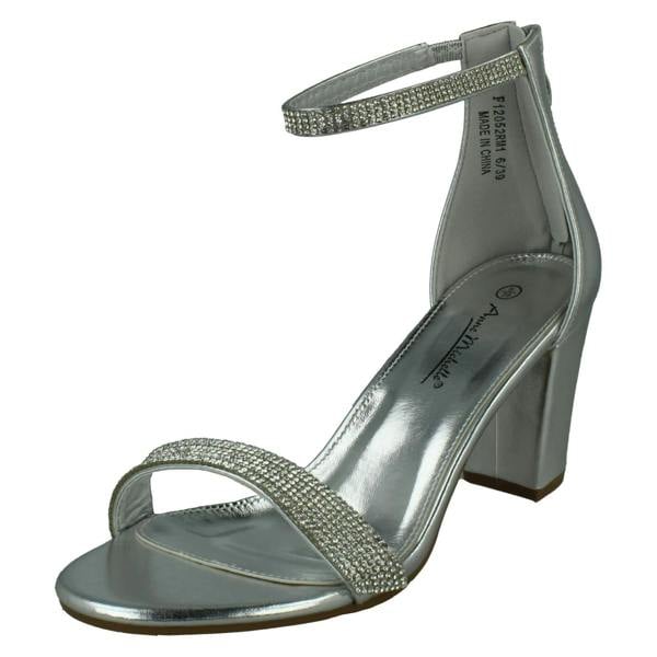Anne Michelle Ladies Anne Michelle Wide Fit Block Heel Diamante Mule Sandal F12052