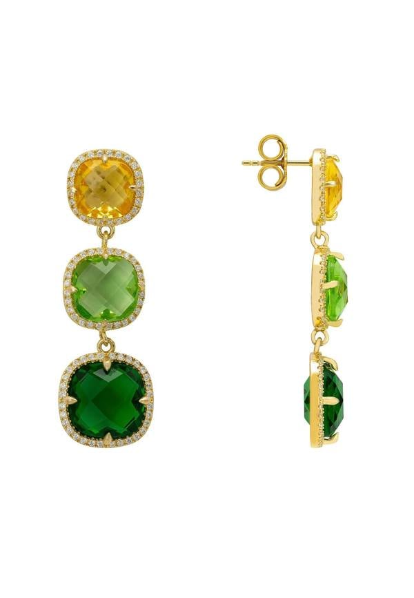 Latelita Knightsbridge Earrings Gold Green Citrus