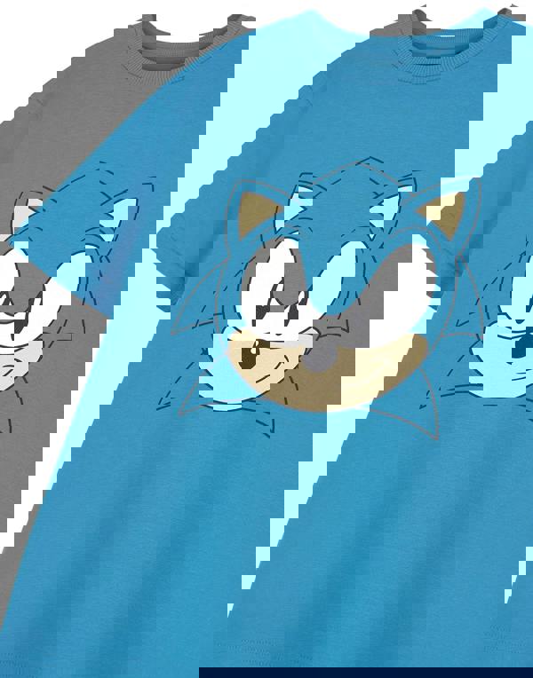 Sonic the Hedgehog Boys Blue Big Face Short Sleeved T-Shirt