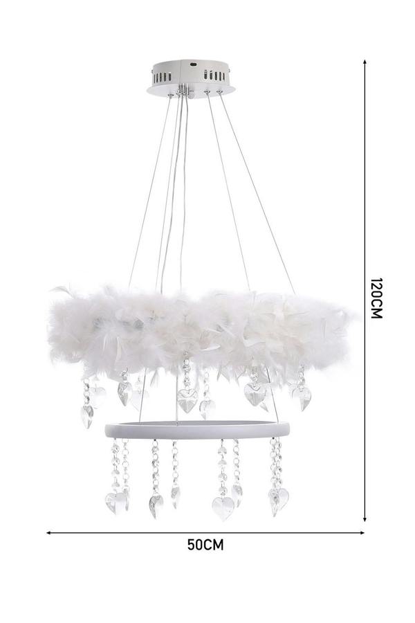 Living and Home Double-Layer Feather LED Chandelier Pendant Light with Crystals