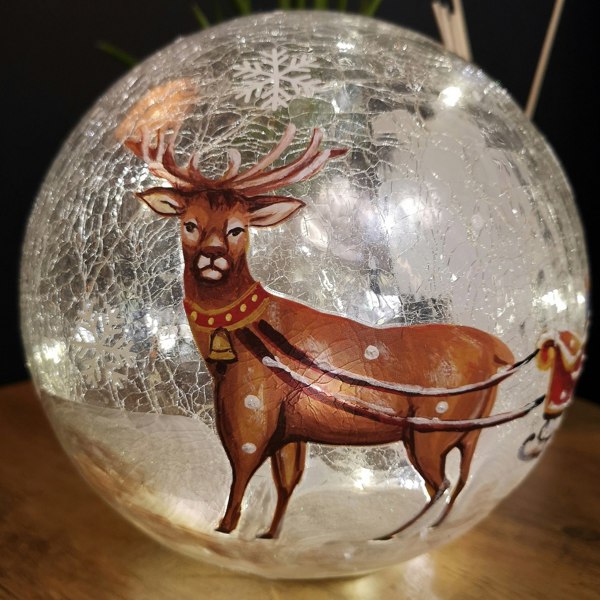 Samuel Alexander 20cm Battery Operated Warm White LED Crackle Effect Ball Christmas Decoration with Santa