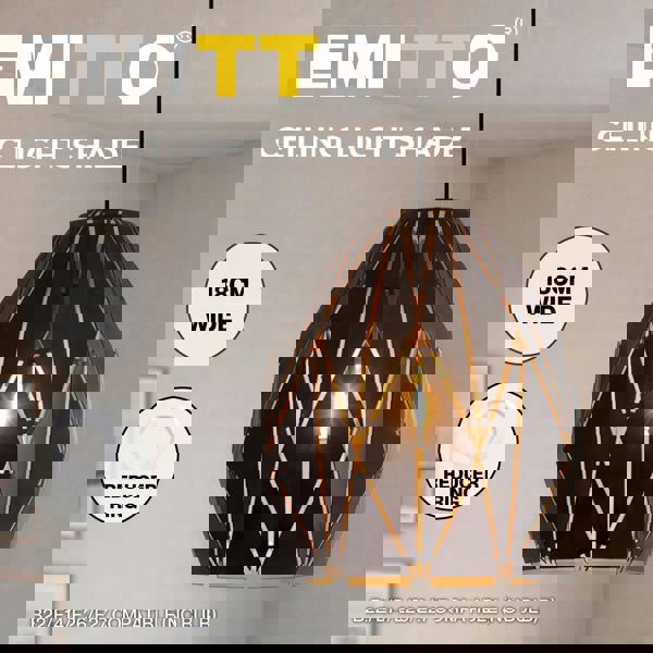 Emitto Ceiling Light Shade Pendant Metal Lampshade Easy Fit Lightshade Geometric