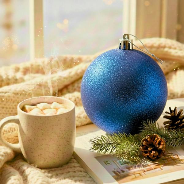 2cm Dark Blue Glitter Christmas Bauble for Tree, Home Decor and Seasonal Displays image 9