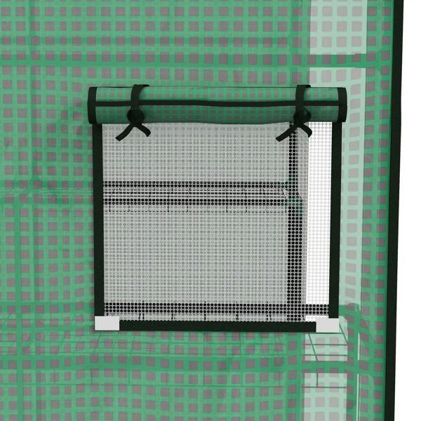 Green PE greenhouse cover mesh window with attached roller bar