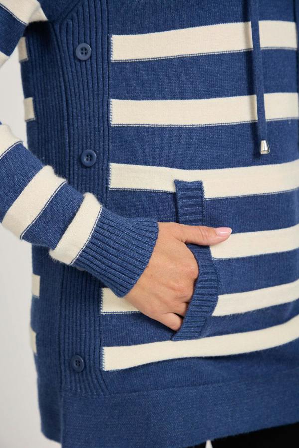Mudflower Stripe Knit Cowl Neck Jumper