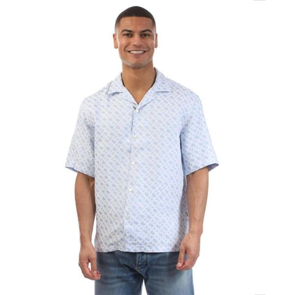 Boss Mens C-Lars-252 Lyocell Short-Sleeved Shirt - Blue - 