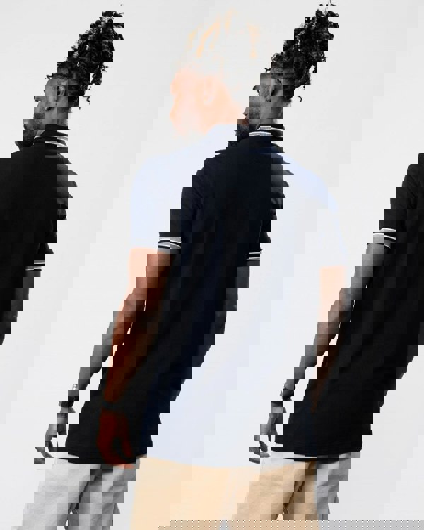 BOSS Green Paddy Mens Cotton-Piqué Polo Shirt with Contrast Logo - Dark Blue 402