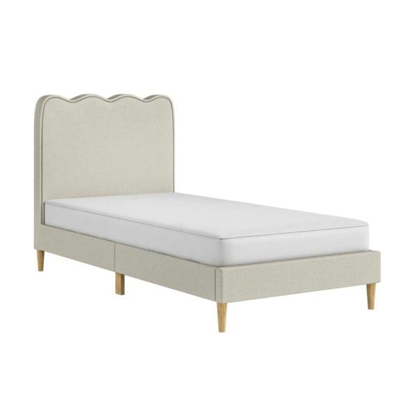 Flair Ellis Single Bed with Cloud Headboard Beige Woven