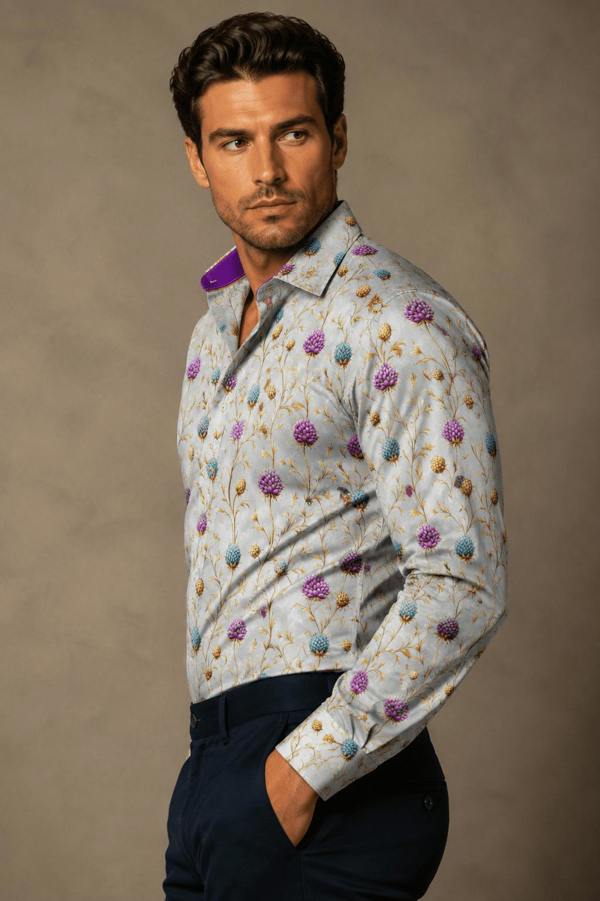 HIGHLAND THISTLES PRINT SHIRT - Claudio Lugli Shirts