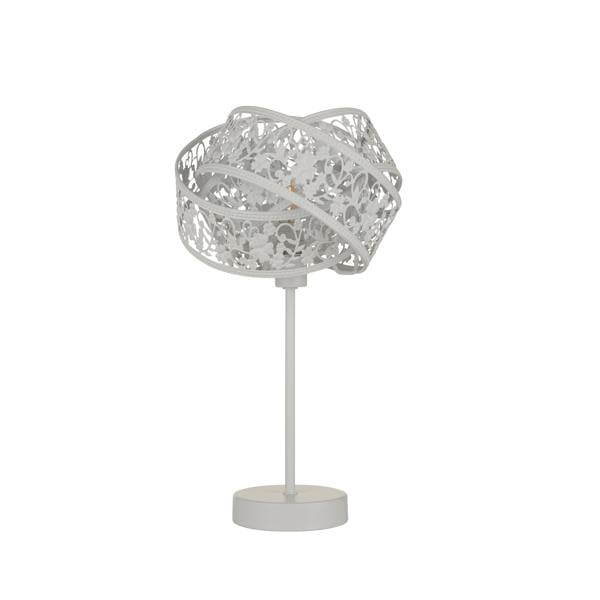 Lighting Collection Matte White Fretwork Table Lamp
