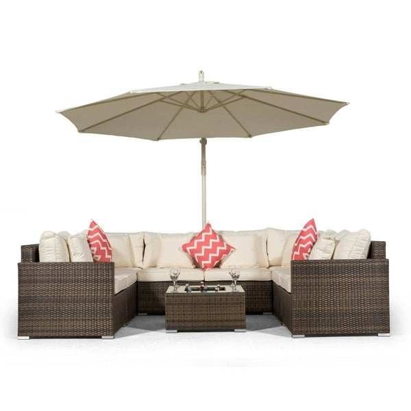 Giardino Havana 8 Seat Rattan Sofa Conversation Set with Ice Bucket Coffee Table