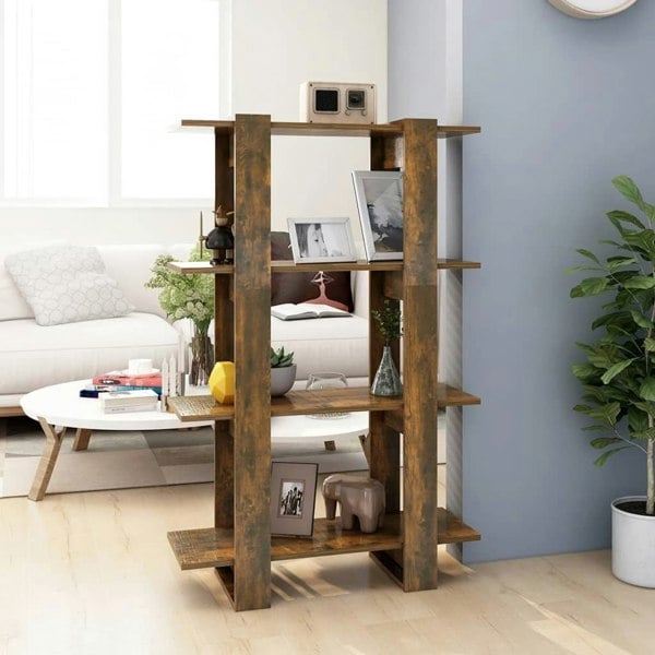 Berkfield Book Cabinet/Room Divider Smoked Oak 80x30x123.5 cm