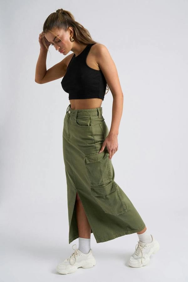 Urban Bliss Khaki Soda Cargo Skirt