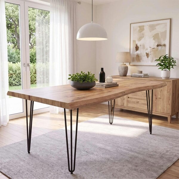 Kosy Koala Wooden Dining Table With Metal Hairpin Legs for Dining Room, Work, or Study