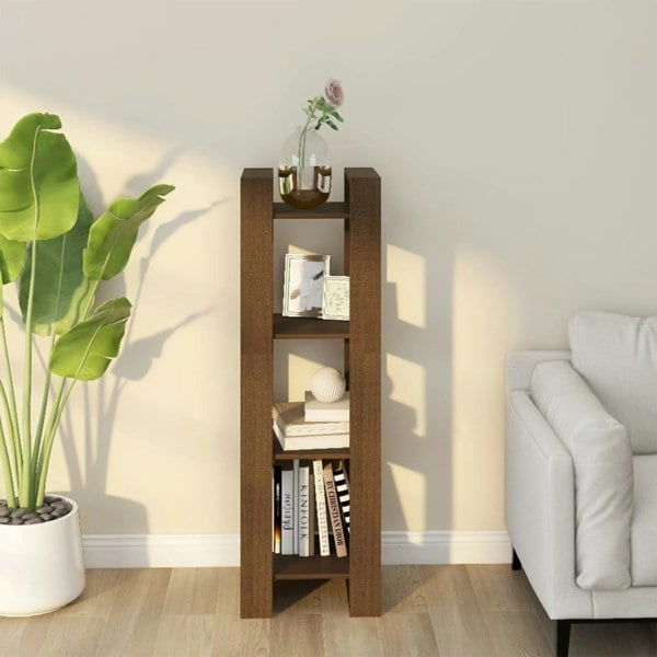 Berkfield Book Cabinet/Room Divider Honey Brown 41x35x125 cm Solid Wood