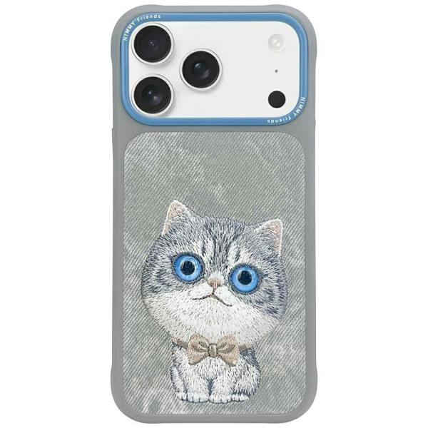 Nimmy Friends Nimmy Big Eye Cute Pet Silver Shaded Cat Case with MagSafe for iPhone Pro 6.3" Grey Blue - N-XDY-IP17-PRO-023