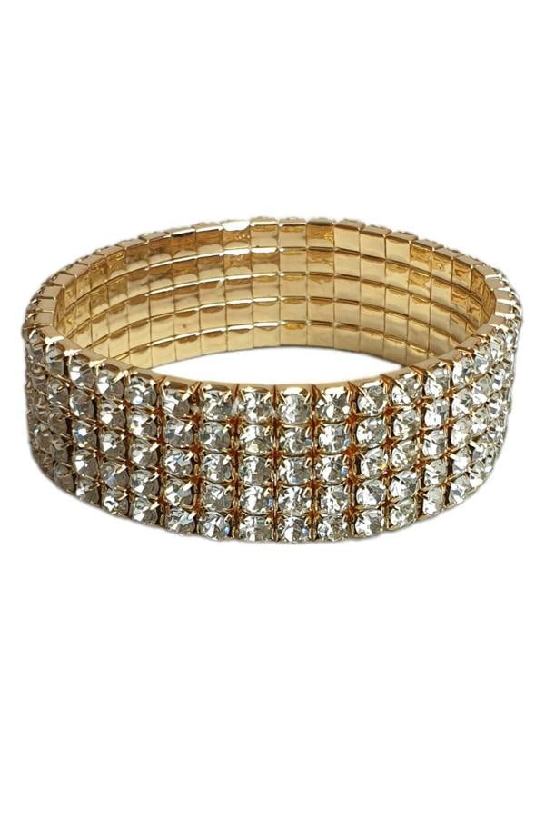 Paulo Due 5 Row Stretchy Diamante Bracelet