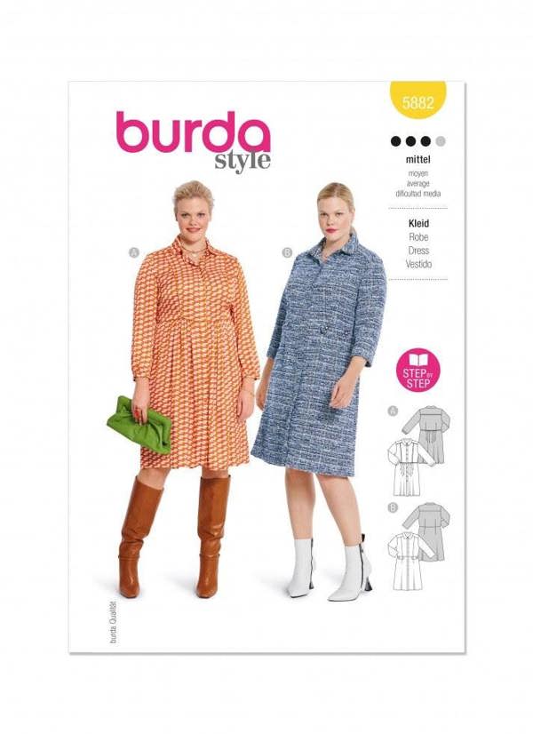 Burda Sewing Pattern 5882 Dresses For Women, 18-28 (44-54) - Intermediate