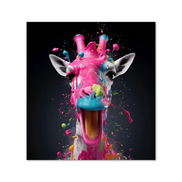 Warren Reed - Designer Splashart Giraffe Face Pink Kitchen Splashback