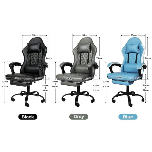 Levede Office Chair Gaming Racing Recliner Adjustable Spring Cushion Footrest